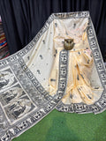 Ivory Noir Cream & Black Handcrafted Bishnupuri Silk Saree