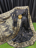 Midnight Majesty – Black & Gold Handcrafted Bishnupuri Silk Saree