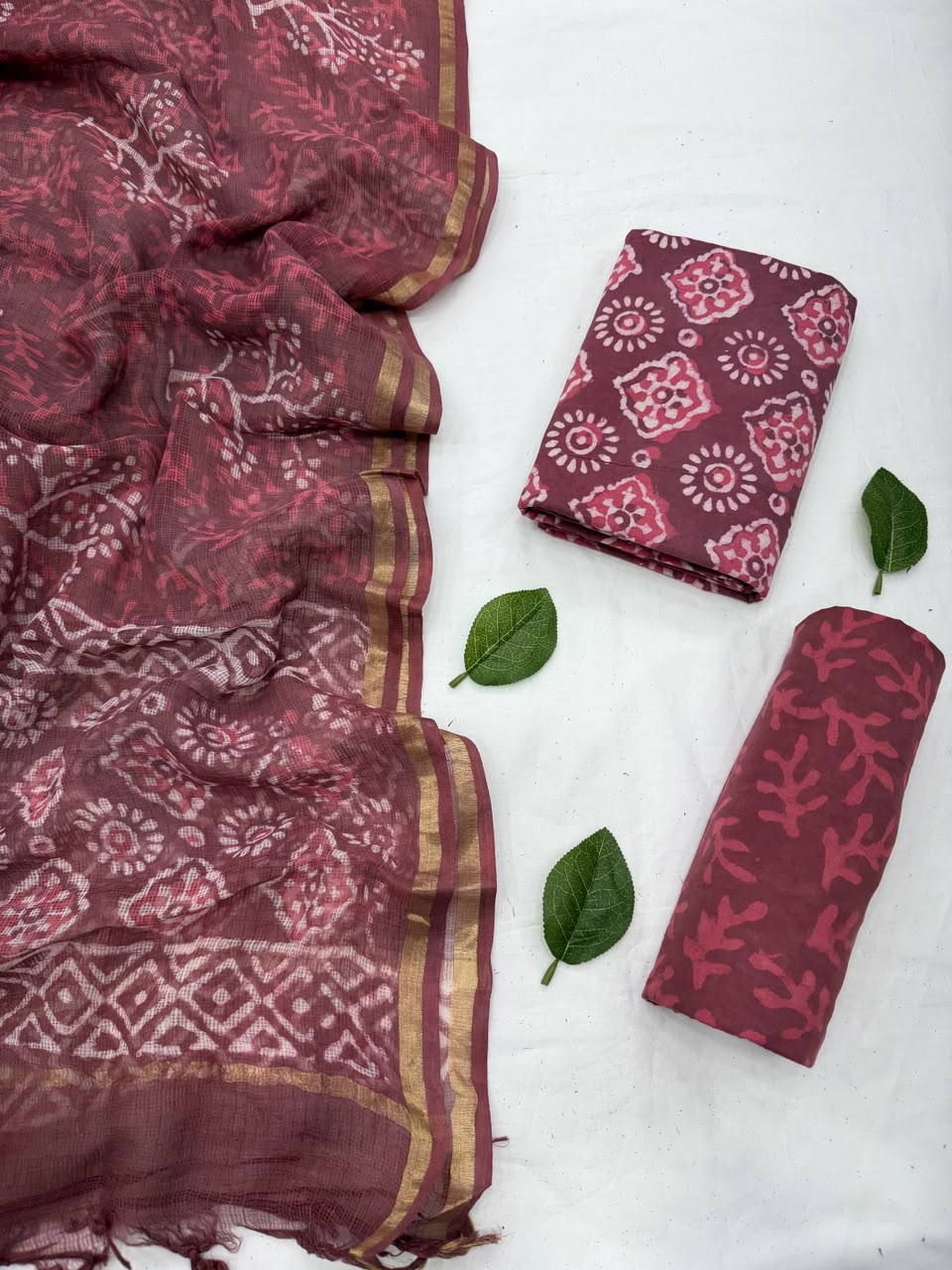 Cotton Suit Set With Kota Doriya Dupatta