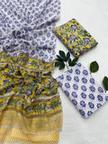 Jaipuri Cotton Suit Set With Mulmul Dupatta