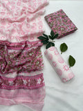 Traditional Bagru Cotton Suit Set With Mulmul Dupatta