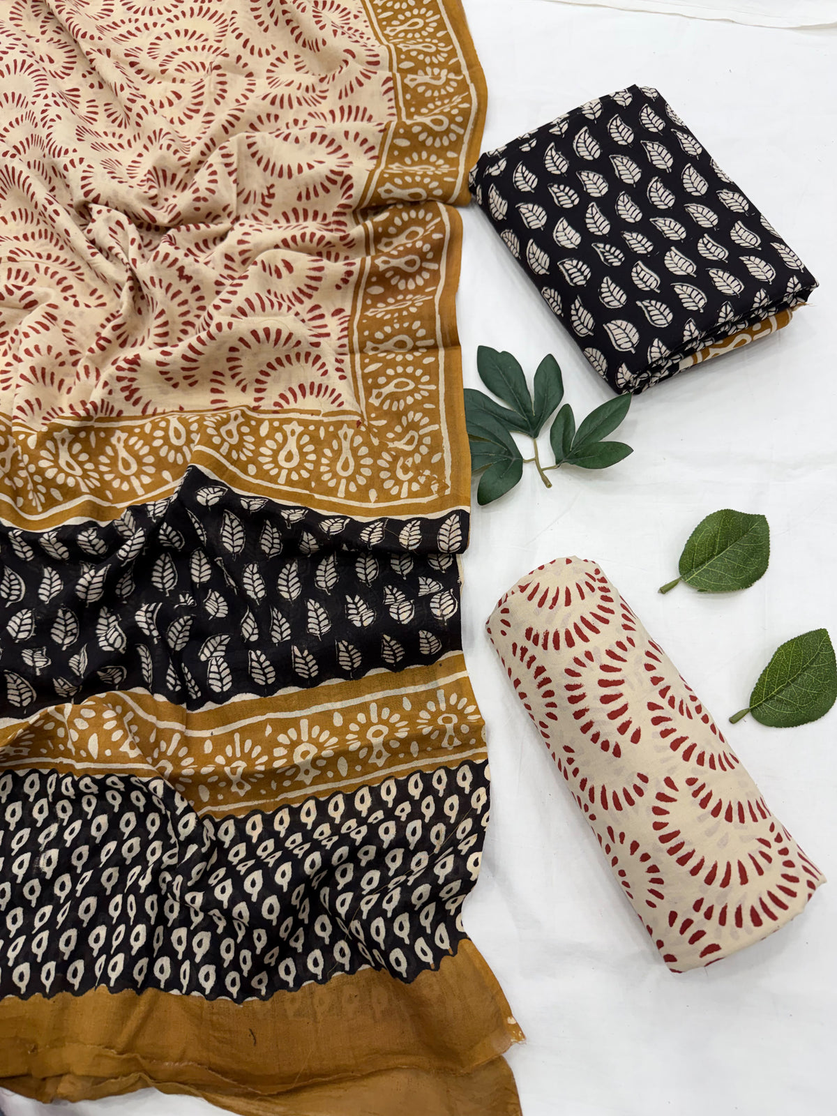 Cotton Suit Set With Mulmul Dupatta