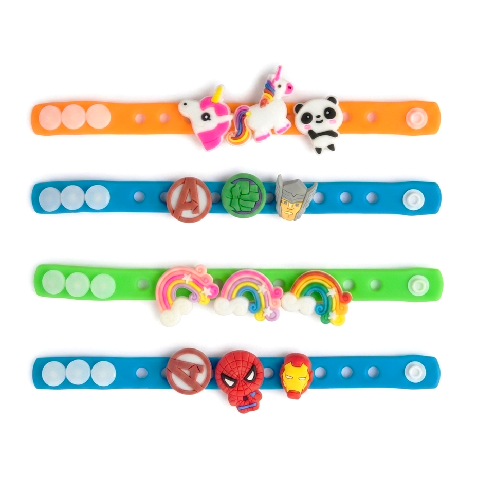 Superhero Silicone Bracelet for Kids | Adjustable Cartoon Wristband | Soft Rubber Band {Random Design} - 20819