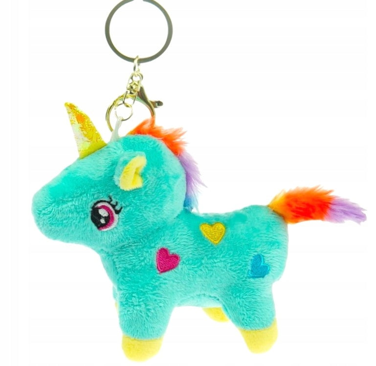 Unicorn Keychain Poof Tail Plush Pendant Unicorn Plush Toy Key Ring {Random Color} - 11171