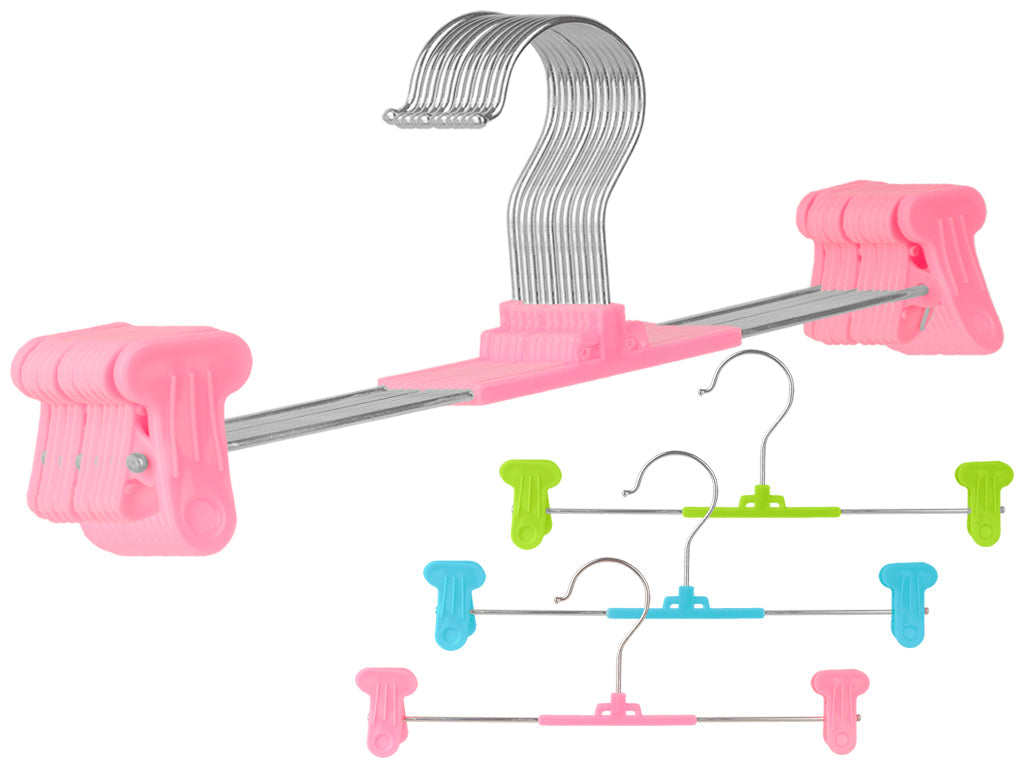 Trouser Hangers, Skirt Hangers with Adjustment Plastic Grip Pant Hangers {Random Color} - 20712