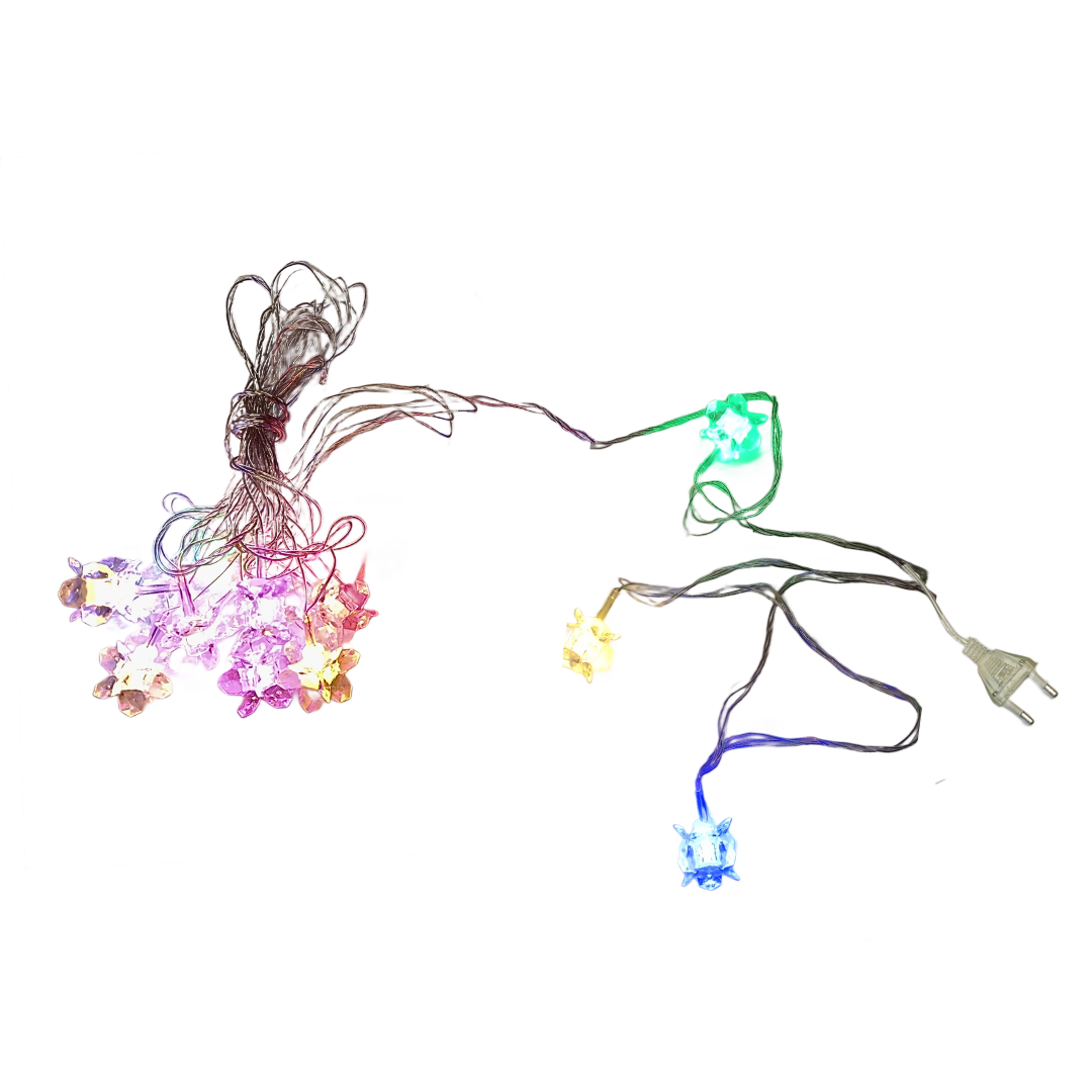 Crystal Flower LED Decorative String Light, Multicolor and Golden Color {Random Design} - 020966
