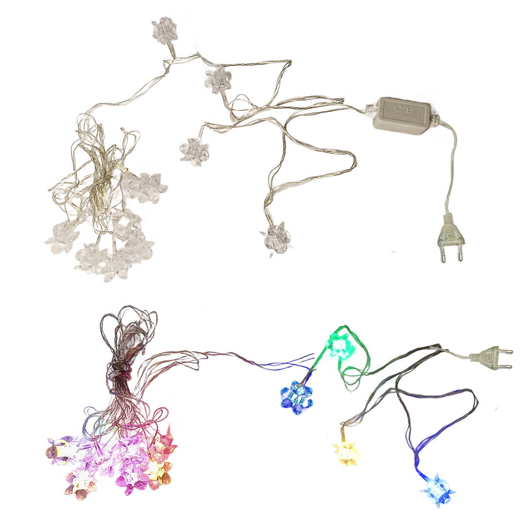 Crystal Flower LED Decorative String Light, Multicolor and Golden Color {Random Design} - 020966