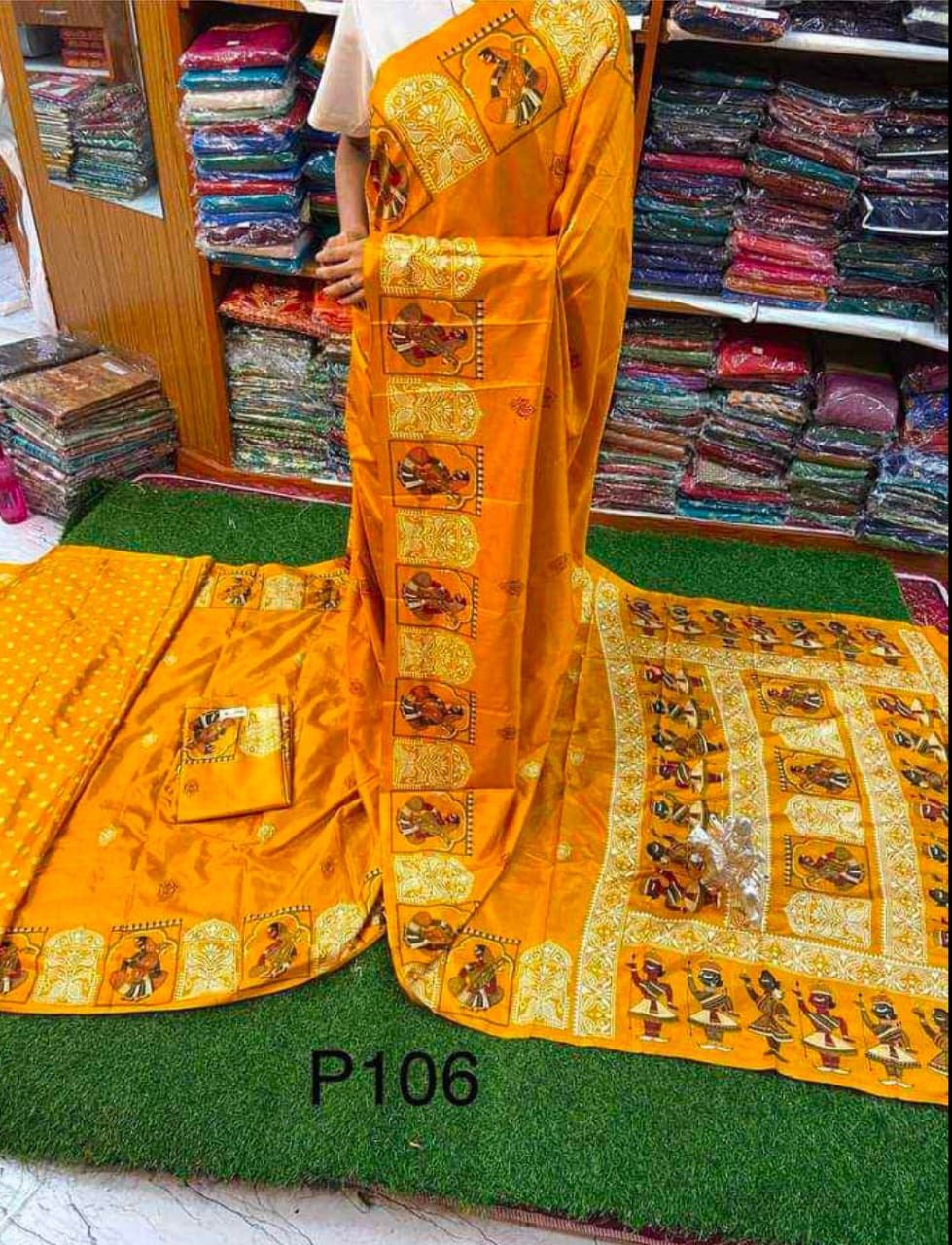 Tussar Silk Handcrafted Mustard Saree – Free Size | Timeless Elegance in Luxurious Fabric