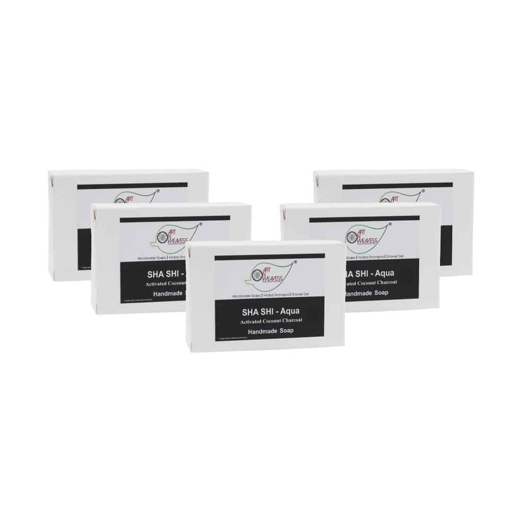 SHA SHI Activated Coconut Charcoal AQUA Handmade Soap NT – Economy Pack 5