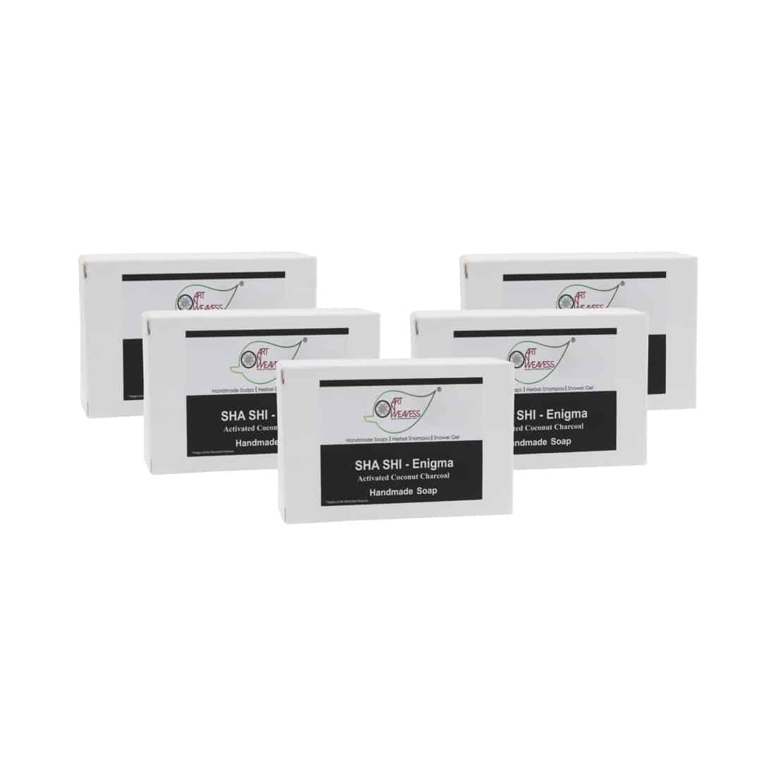 SHA SHI Activated Coconut Charcoal ENIGMA Handmade Soap NT – Economy Pack 5