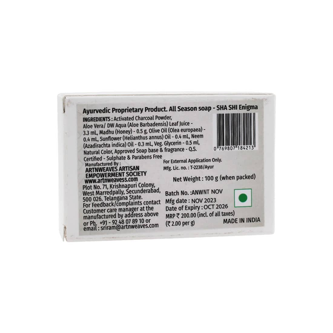 SHA SHI Activated Coconut Charcoal ENIGMA Handmade Soap NT – Economy Pack 5