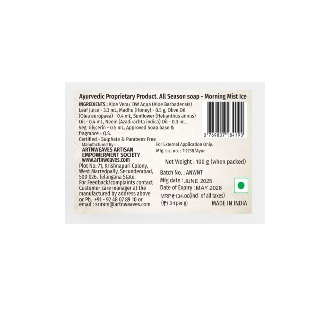 Morning Mist ICE Handmade Soap NT – Economy Pack 3
