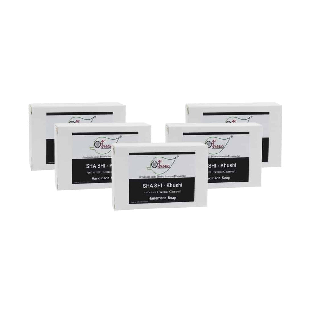 SHA SHI Activated Coconut Charcoal KHUSHI Handmade Soap NT – Economy Pack 5