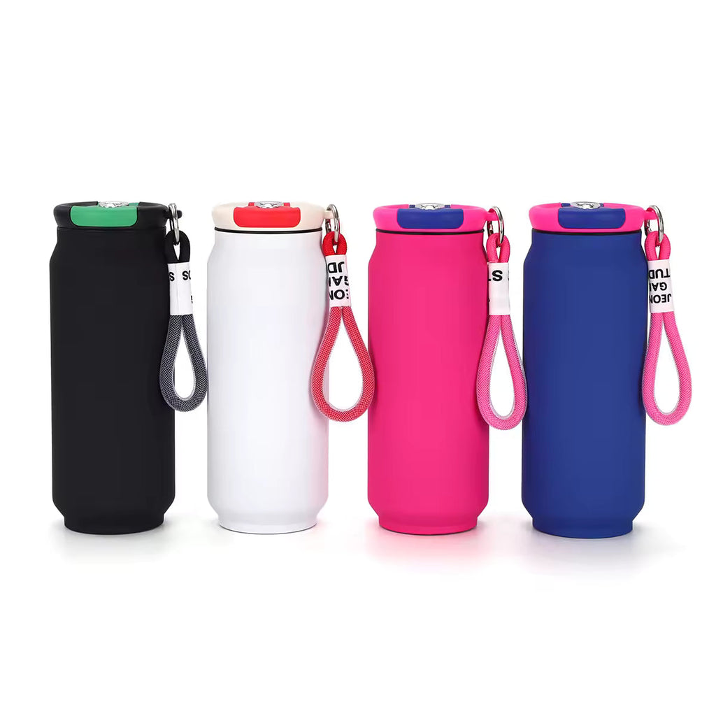{500 ML} 304 Stainless Steel Vacuum Cup Bottle with Fashion Rope Carrying Loop {Multicolor} - 20527
