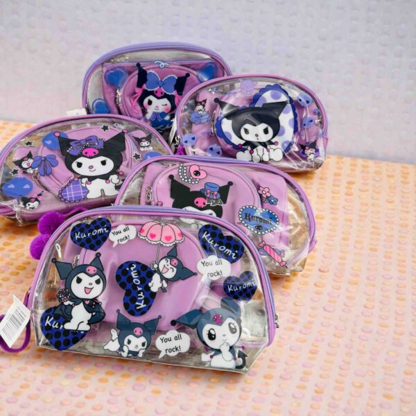 3 pcs Hello Kitty & Kuromi Makeup Bag Set - 188602