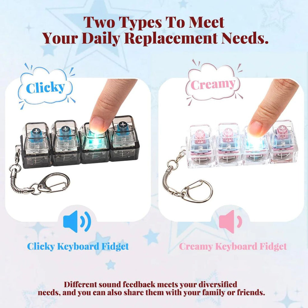 4-Key Keyboard Clicks Toy Keycap Tester with LED Lights Keyboard Clicks for Stress Relief and Focusing