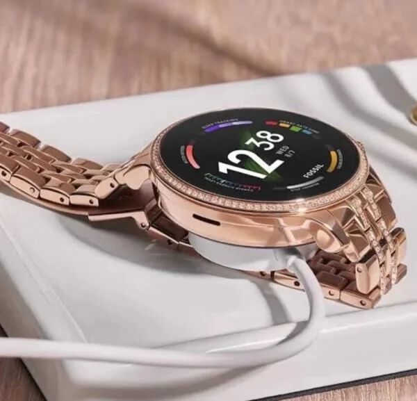 Golden Round Diamond Smartwatch for Women Ultra Luxury Rose Gold Bracelet Smart Watch Bluetooth Call, Wireless Charge, Fashionable Fitness Tracker-Golden Version