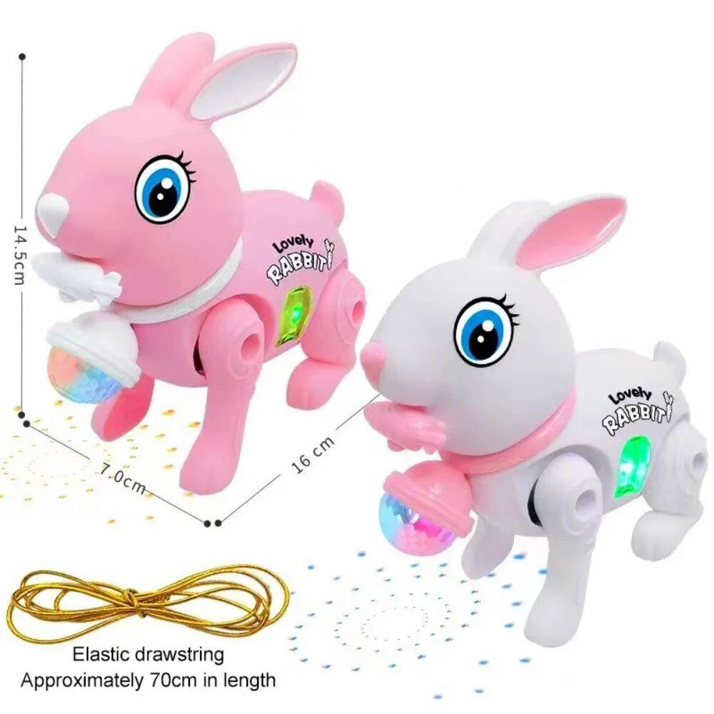 Walking Rabbit Figure Cute Pet Electronic Toy with Light and Sound