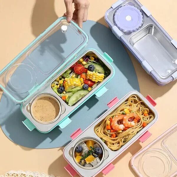 Lunch Box Kids Stainless Steel Lunch Box with 2 Compartment