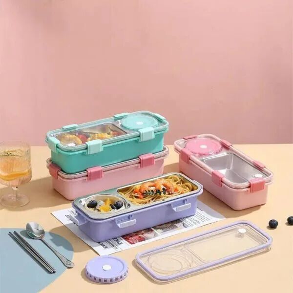 Lunch Box Kids Stainless Steel Lunch Box with 2 Compartment