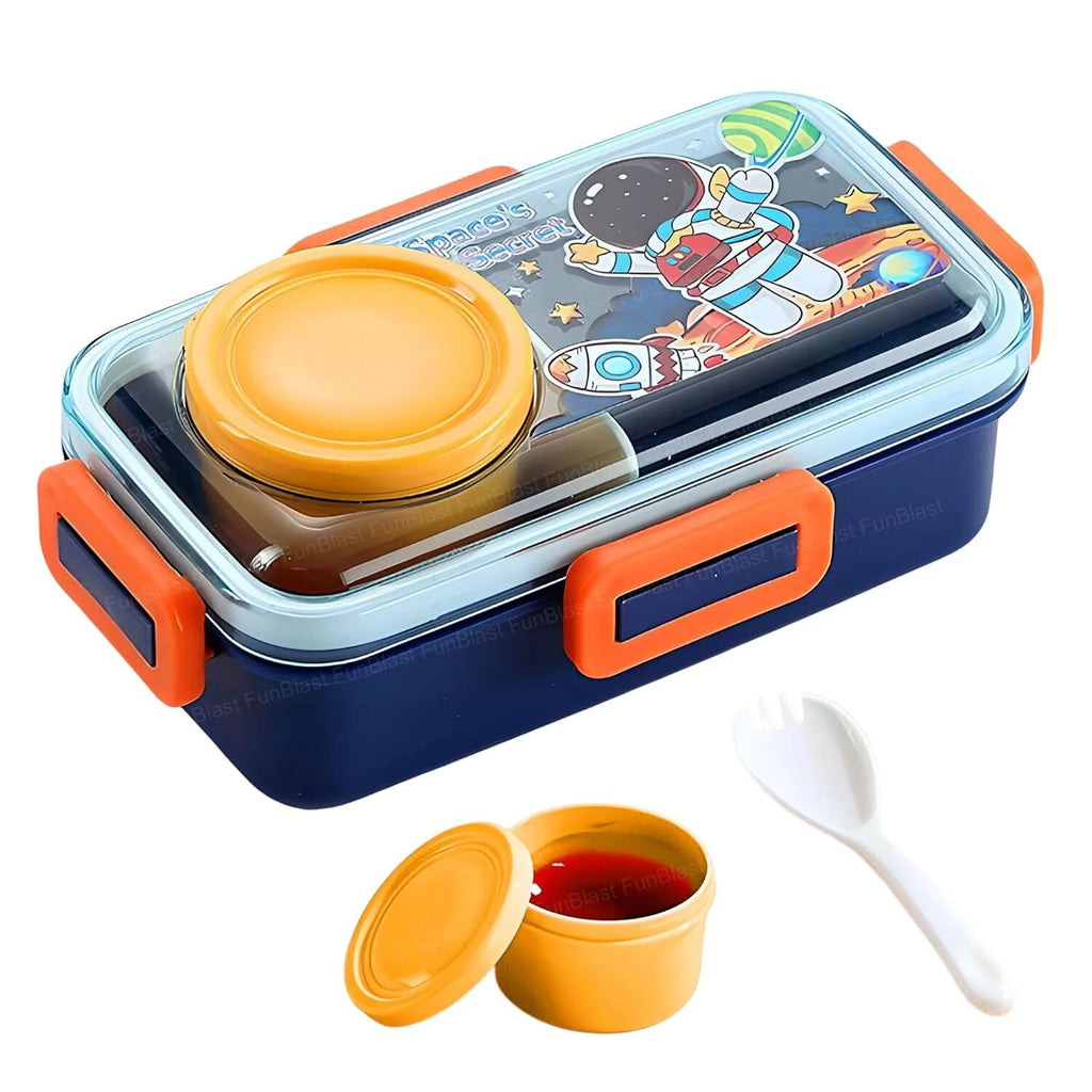 Lunch Box with Spoon and Bowl, for School Kids, Airtight Lid Tiffin Box