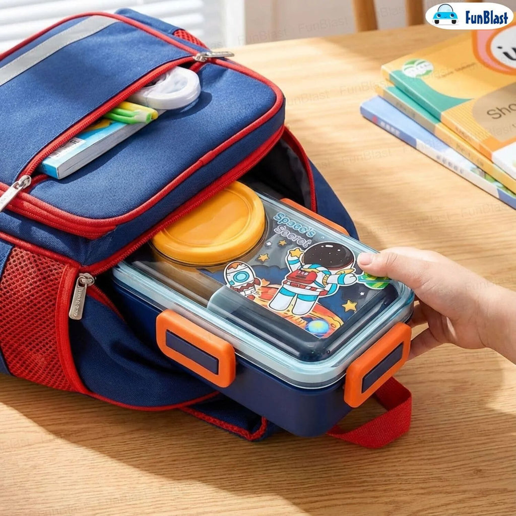 Lunch Box with Spoon and Bowl, for School Kids, Airtight Lid Tiffin Box