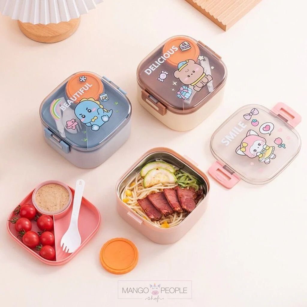 Square Double-Layer Stainless Steel Lunch Box - 1000ML