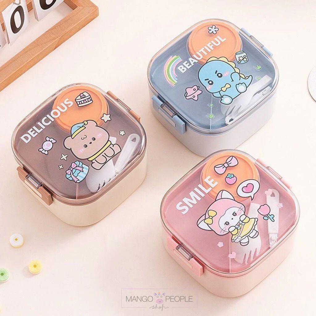 Square Double-Layer Stainless Steel Lunch Box - 1000ML