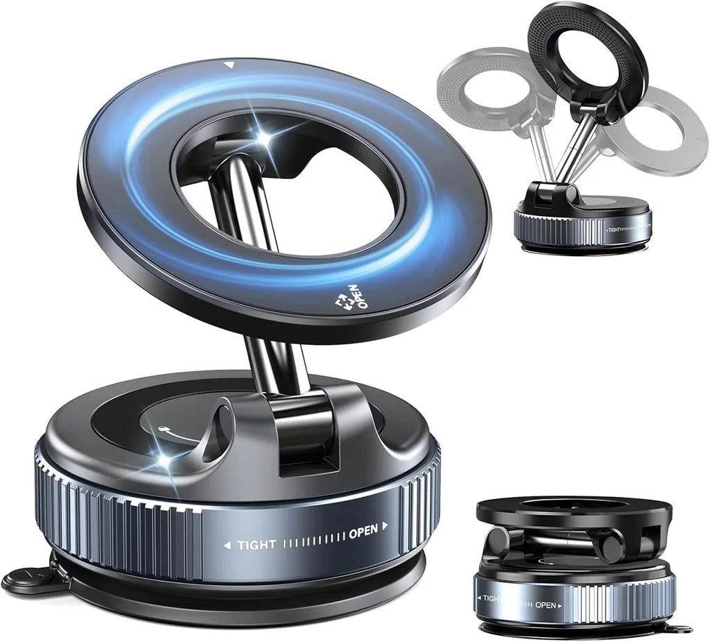 360° Vaccum Magnetic Phones Holder, Magnetic Car Phone Mount, Hands-Free Suction Cup Phones Holder for Car