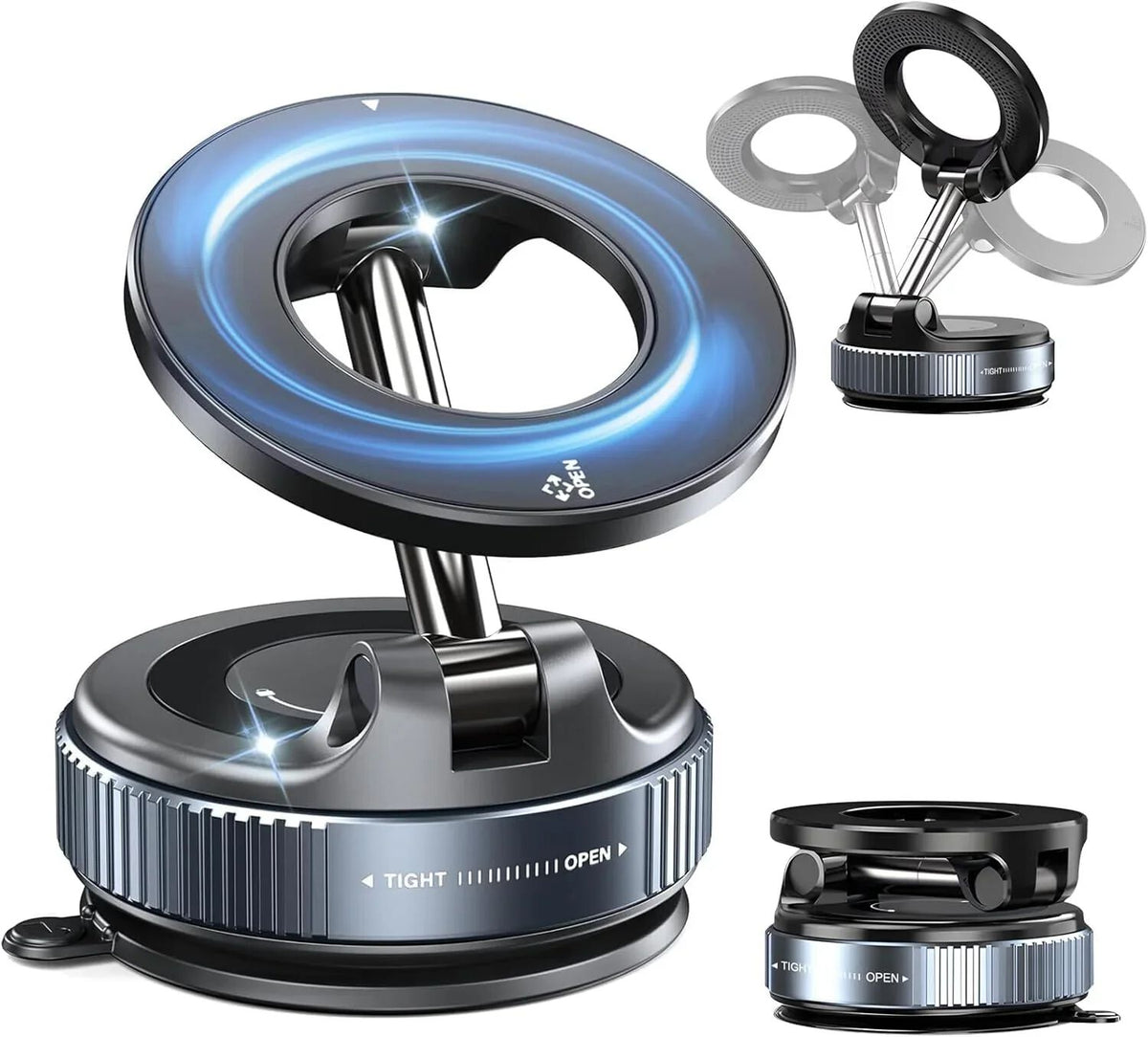 360° Vaccum Magnetic Phones Holder, Magnetic Car Phone Mount, Hands-Free Suction Cup Phones Holder for Car