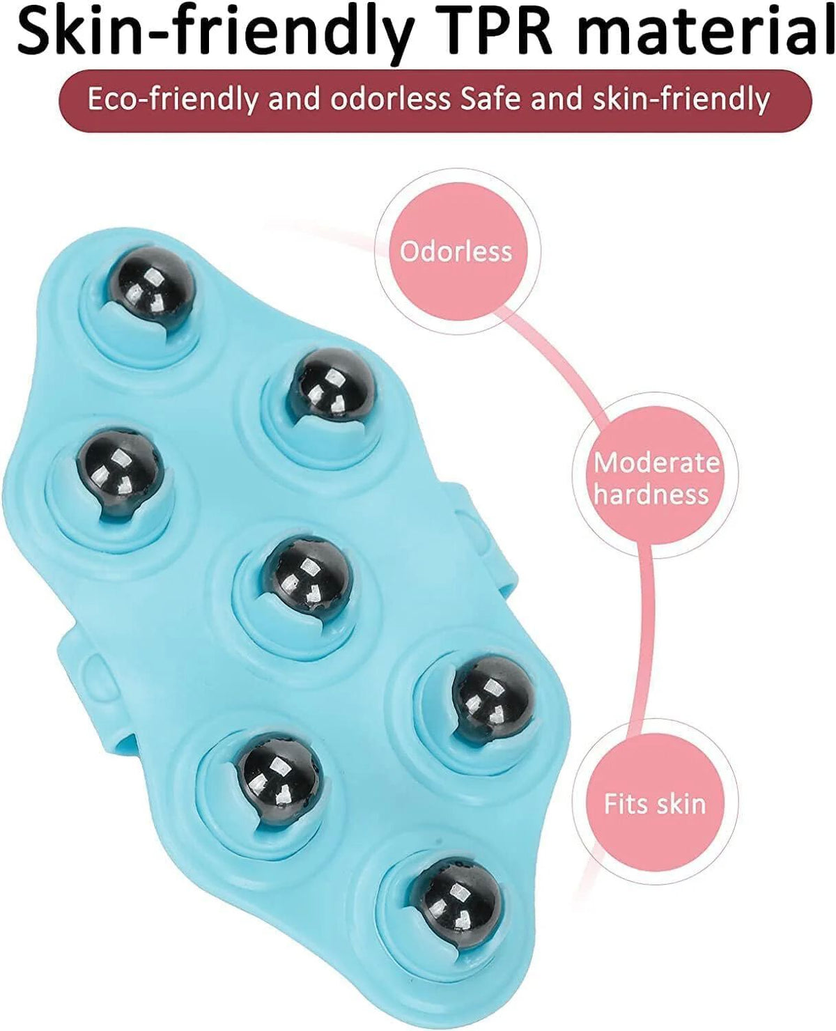 Palm Shaped Massage Glove, a portable manual massager with 7x 360-Degree magnetic roller balls