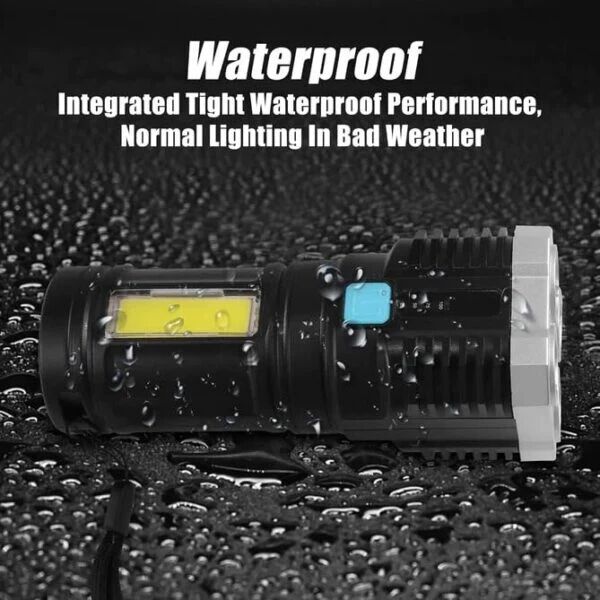 Multifunctional Strong 4 LED Torch Light, Portable Rechargeable