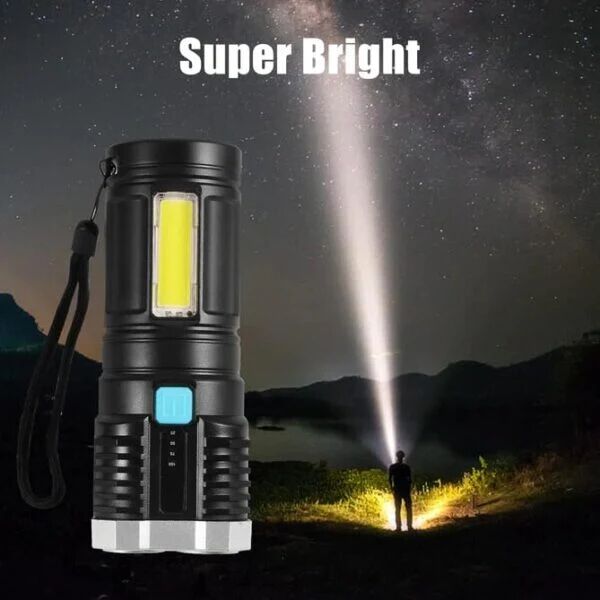 Multifunctional Strong 4 LED Torch Light, Portable Rechargeable