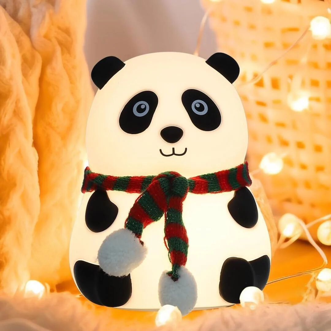 Rechargeable Silicone Panda Night Light for Kids 7-Color LED Changing Lamp