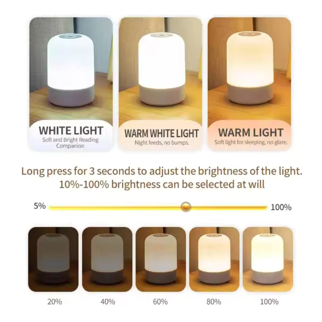 Oval Shaped LED Table Lamp – USB Rechargeable Touch Night Light with 3 Modes
