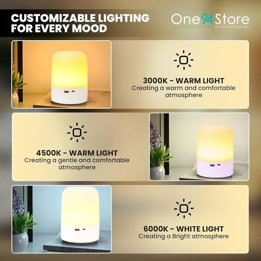 Oval Shaped LED Table Lamp – USB Rechargeable Touch Night Light with 3 Modes