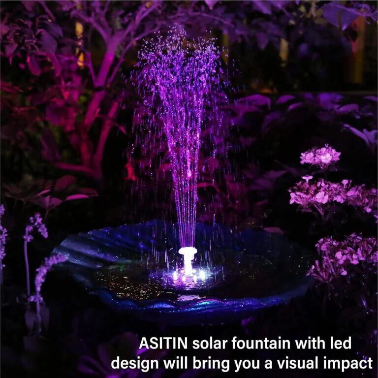 LED Solar Bird Bath Fountain with 6 Nozzles - GY-8037