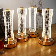 Frosted Glitter Crystal TableLamp, Metallic Gold, Touch Control, 3 in 1 LED Light Color Change
