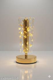 Frosted Glitter Crystal TableLamp, Metallic Gold, Touch Control, 3 in 1 LED Light Color Change