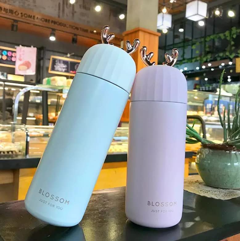 Deer Shape Glass Water Bottle Double-Layer Insulation Cup for Kids & Adults Thermos Flask Hot & Cold Water Bottle (380 ML)