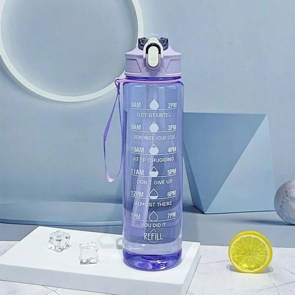 Motivational Water Bottle with Time Markers, 900ml Capacity