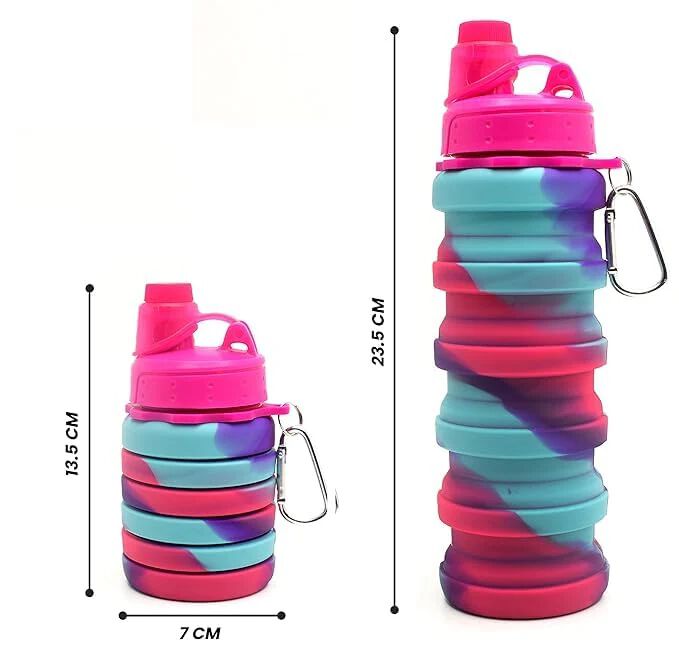 Water Bottle, Solid Colour Silicone Foldable