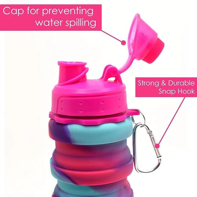 Water Bottle, Solid Colour Silicone Foldable