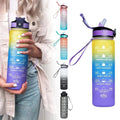 Motivational Water Bottles with Times to Drink & Straw, Leakproof BPA Free Water Bottle