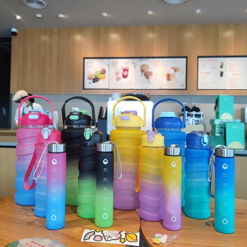 Water Bottle ABS 3Pcs Water Bottle Set Unbreakable Sports Fitness Gym Water Bottle, Leakproof Durable BPA Free Non-Toxic Bottle for Office