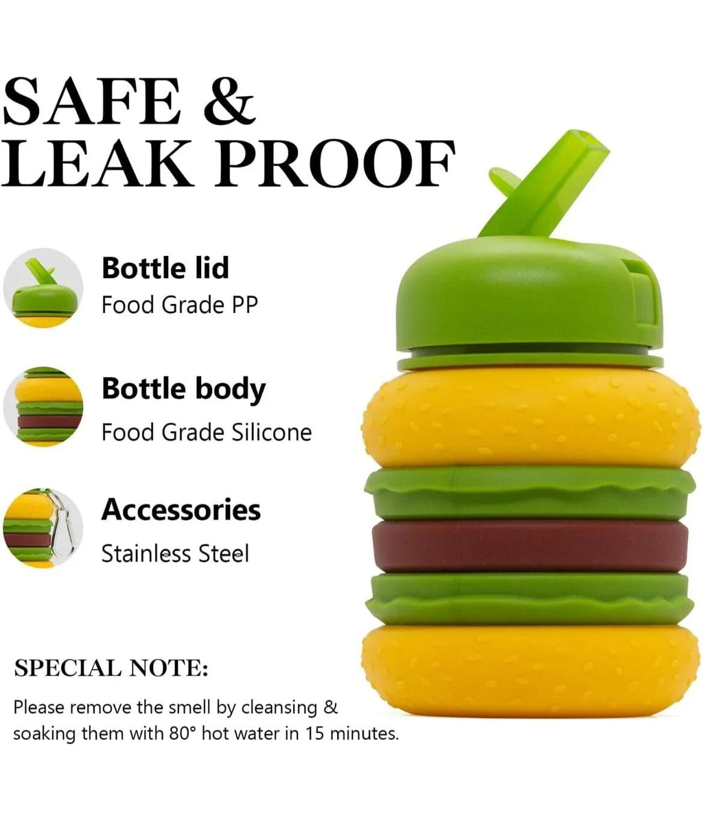Silicone Burger Shape Water Bottle BPA-Free 600 ML Water Bottle