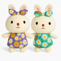 Plush Bunny Stuffed Animal Toy with Floral Dress & Bow – Soft Cuddly Rabbit Doll for Kids {Size 26*13 Cm}