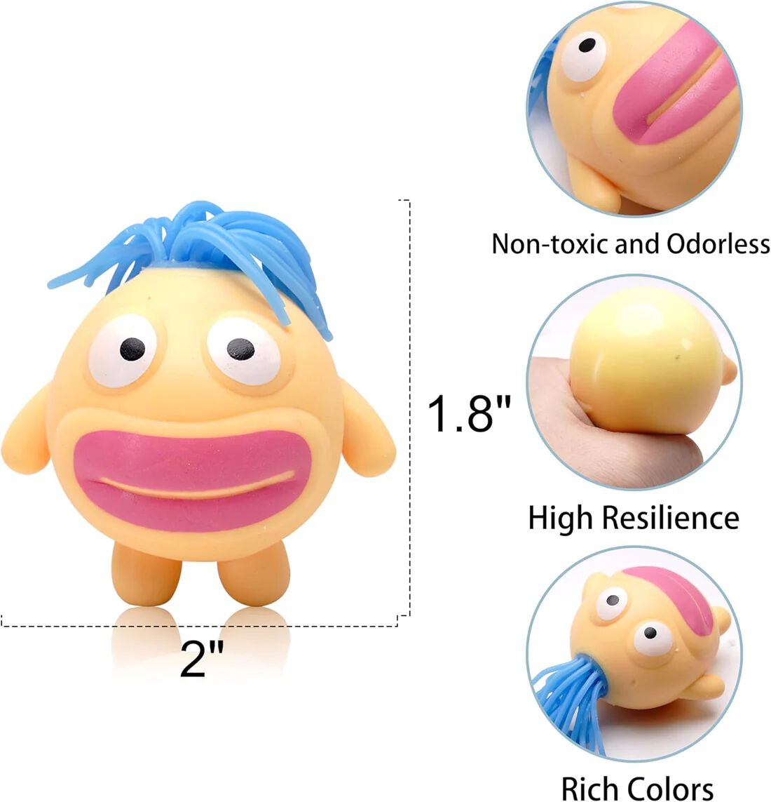 { 3 Pcs } Stretchy Squishy Monster Stress Relief Ball Pulling Hair Squeezable Funny Squish Toy for Kids