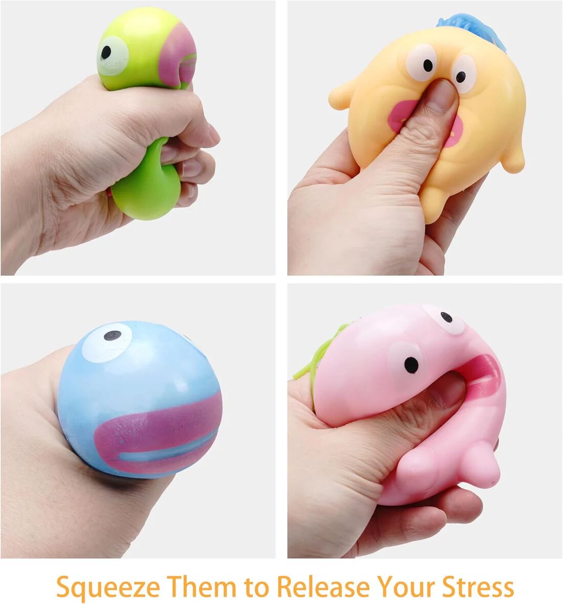 { 3 Pcs } Stretchy Squishy Monster Stress Relief Ball Pulling Hair Squeezable Funny Squish Toy for Kids