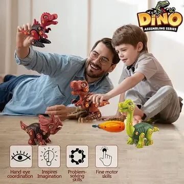 Dinosaurs with Screwdrivers, Dino Kids Building Learning Toy for Kids